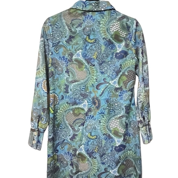 VINTAGE 70S PAISLEY DRESS DAGGER COLLAR BELT BUTTON UP PSYCHECHEDLIC LONG SLEEVE - Picture 9 of 15